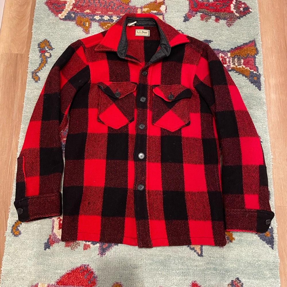 L.L. Bean Vintage Buffalo Plaid Wool Hunting Outdoors Chore Coat Unisex 70s